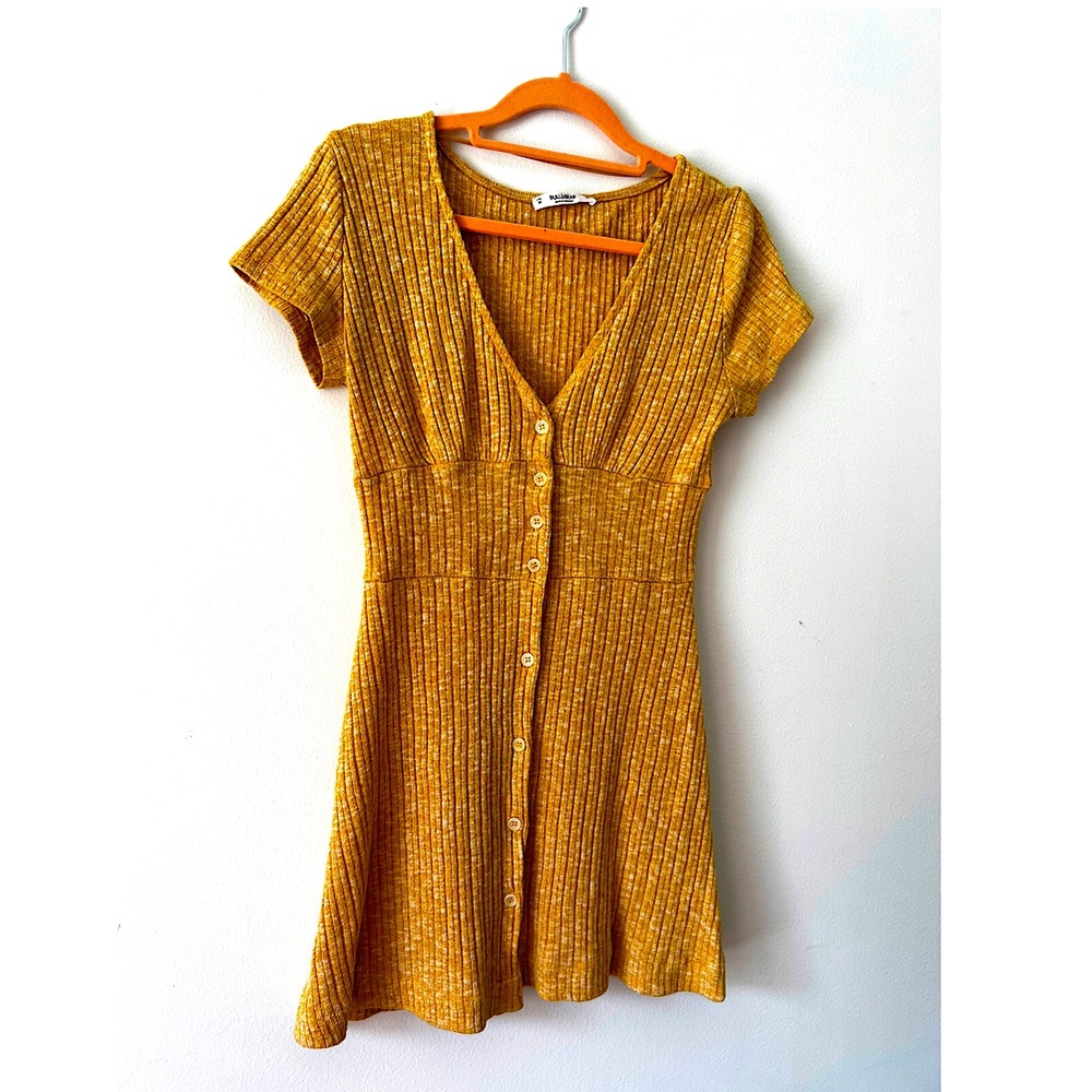 Yellow knit baby doll dress